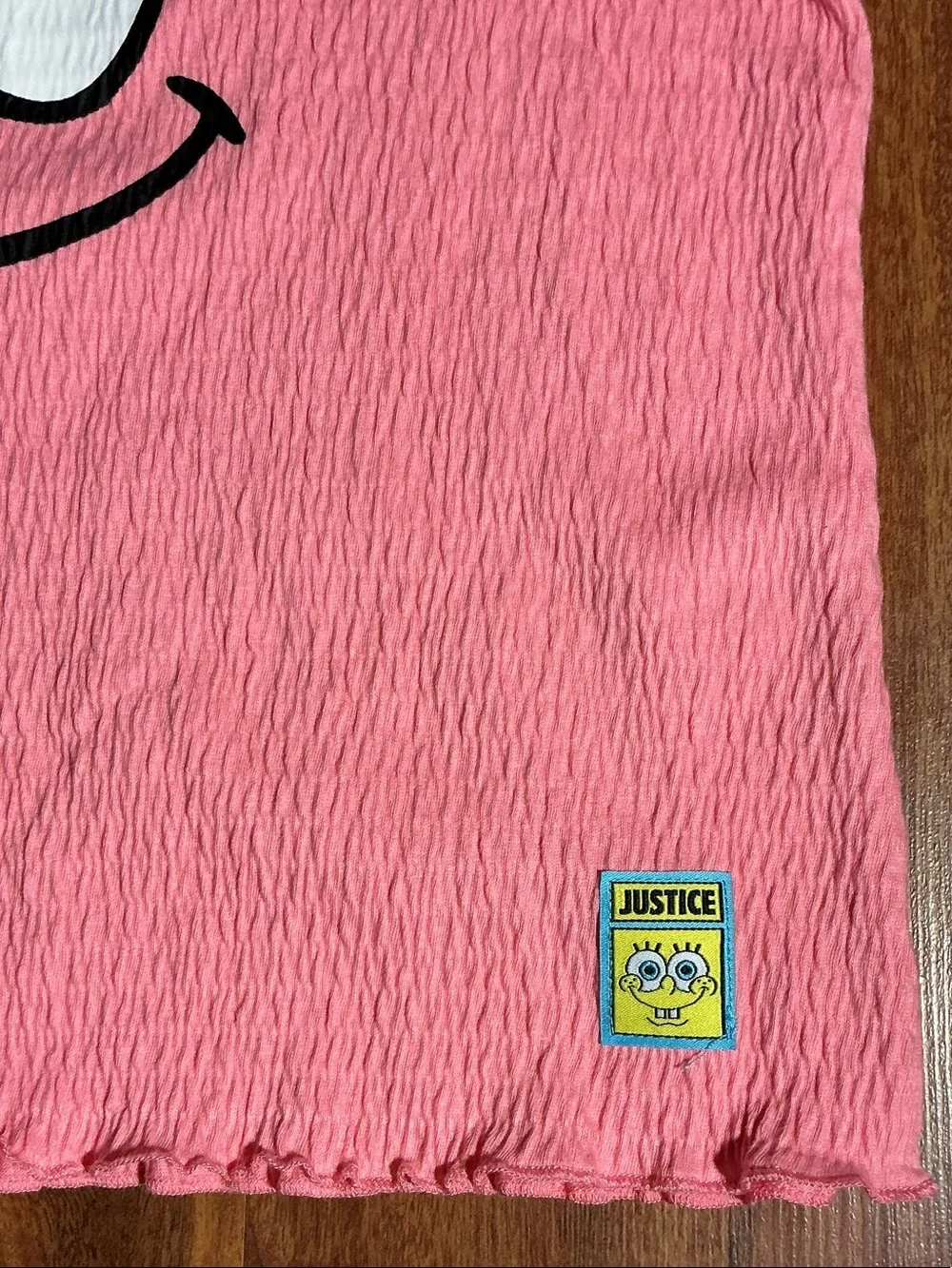 Bob sponge Justice Pink Tank Top with Aqua Trim and Smiley Face nwt sz xl kids